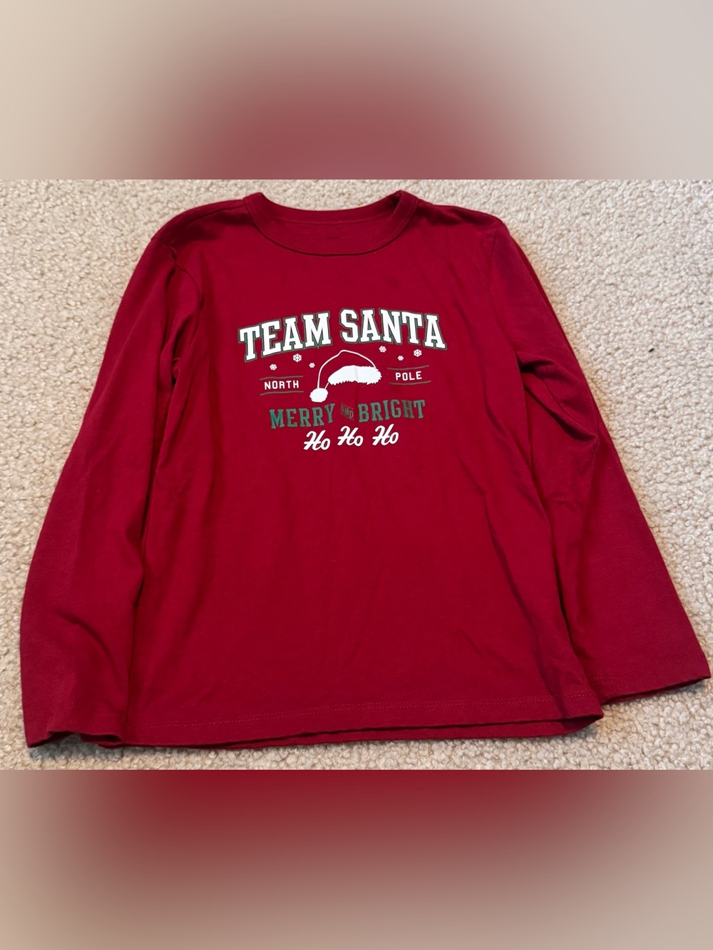 Red 'Team Santa' Long-Sleeve Graphic Tee Size S (5/6)